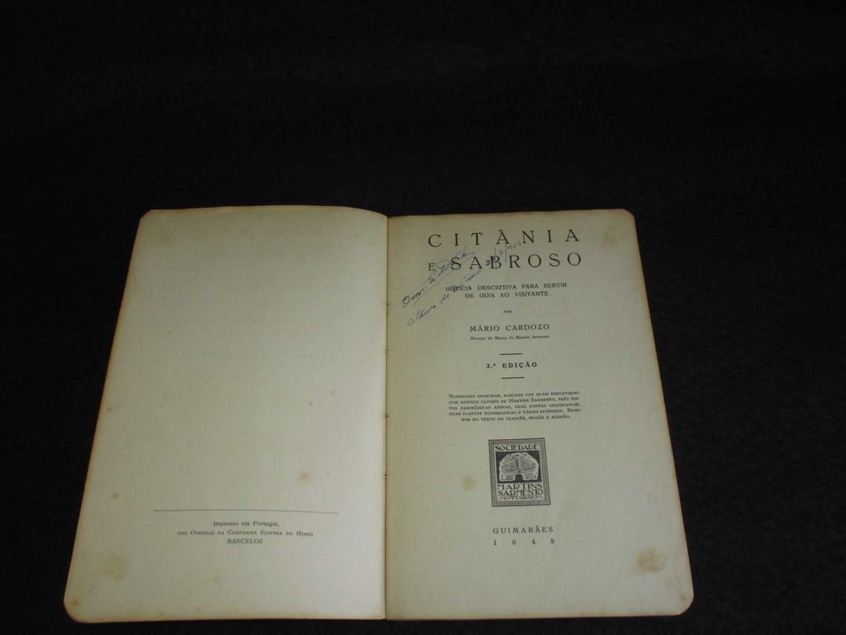 Livro Citânia e Sabroso Notícia Descritiva Mário Cardoso Numerado 1948