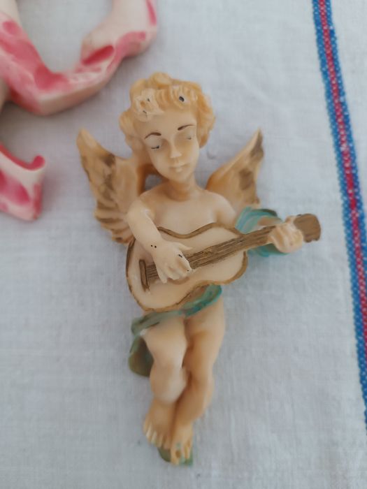 Conjunto de 3 anjos de marfinite para parede