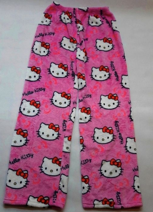 Nowe Pluszowe Spodnie Hello Kitty różowe Piżama OKAZJA