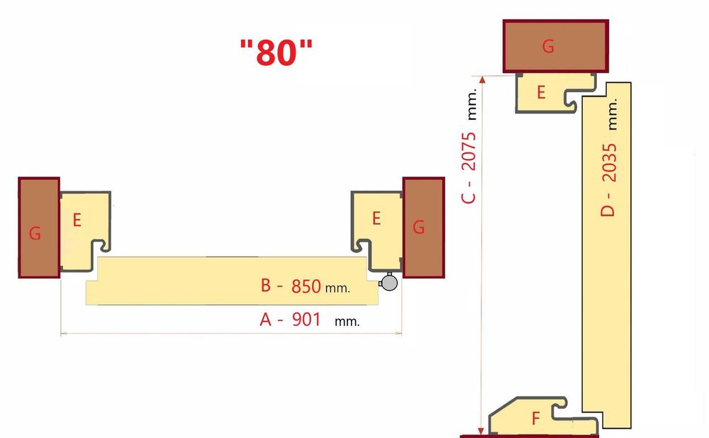 Drzwi wejściowe GADOT 55 mm. GADOT LI-22T 90 Lewe 3 kolory, ud=1,6