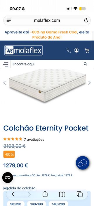 Colchão Molaflex Eternity Pocket King Size 180x200 cm – Como Novo | Apenas 3 meses de uso