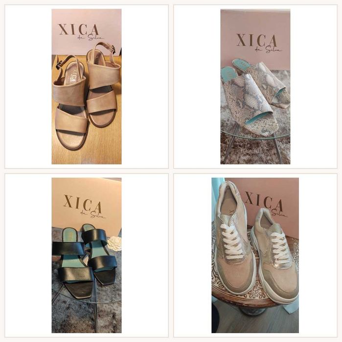 LOTE XICA DA SILVA - Lote 12 pares Xica da Silva, calçado feito em Portugal, novo em pele: sandálias, mules e ténis,  37 a 41, stock de fim de estação