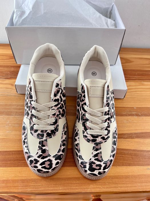 39 Sklep nowe buty sportowe damskie sneakersy panterka beżowe SLA35
