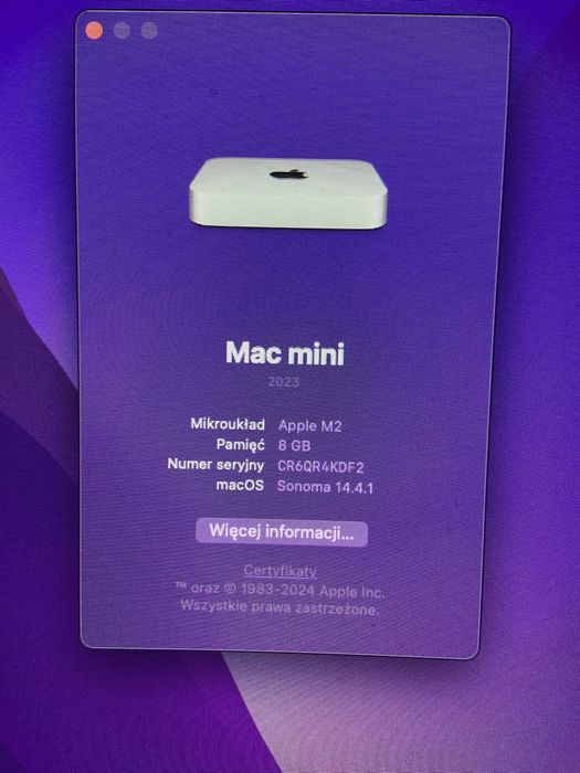 Mac Mini M2 na gwarancji