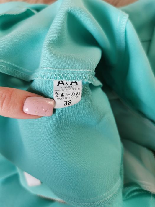 Miętowa sukienka koktajlowa 38 M