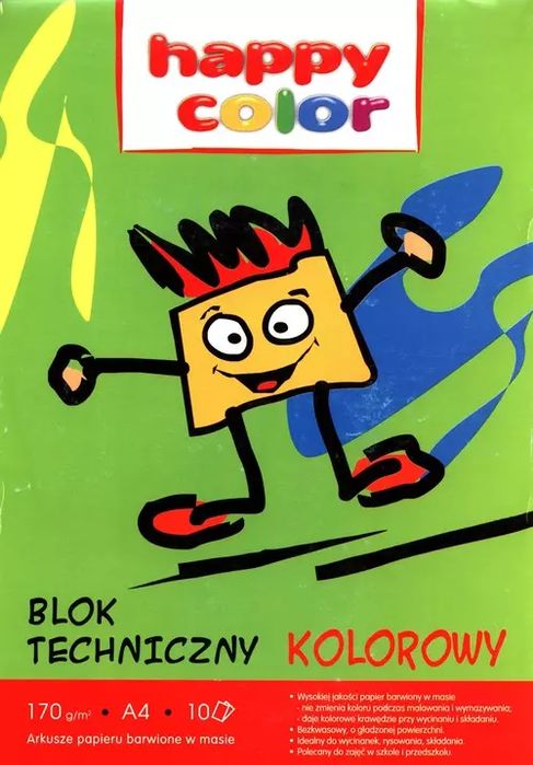 Blok techniczny A4, 10 kolorowych kartek. GDD. Nowy Produkt