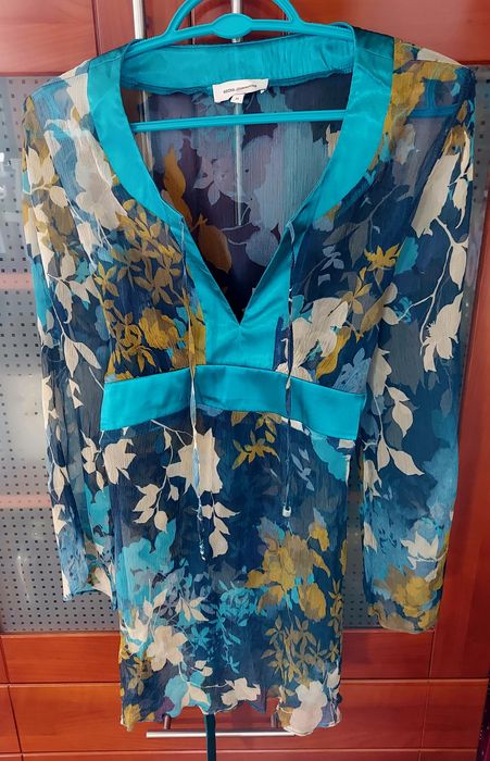 Tunika bluzka narzutka zwiewna romantyczna niebieska Rocha