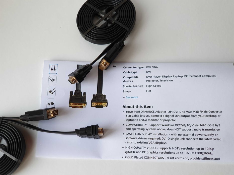 кабель DVI to VGA плоский 2м