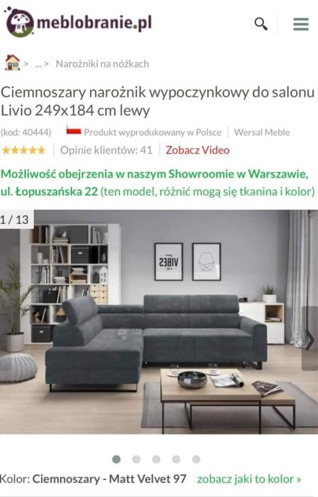 Nowoczesny narożnik z funkcją spania Lewy