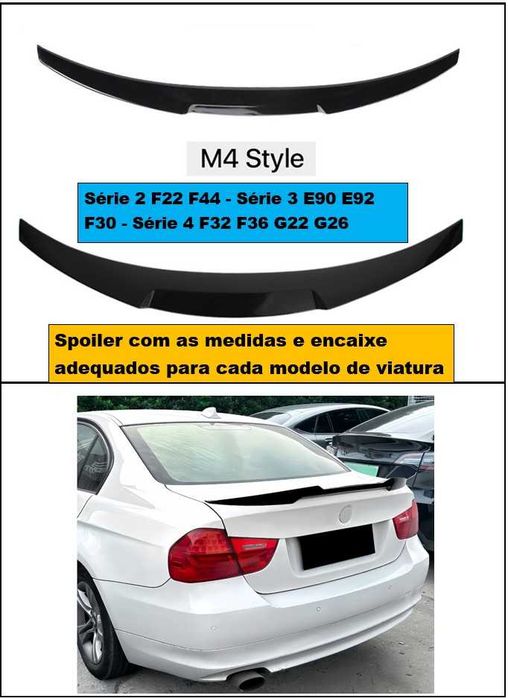 Spoiler aileron lip mala M4 Style preto brilhante modelos BMW série 2 F22 F44 série 3 E90 E92 F30 série 4 F32 F36 G22 G26