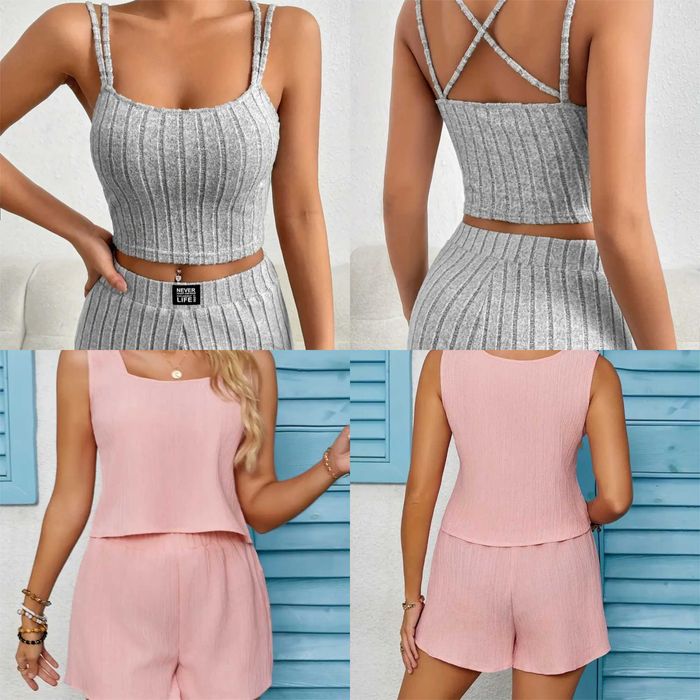 Conjuntos duas peças top + calção. Novos.