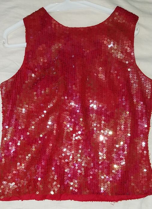 Camisa sem mangas em lantejoulas  vermelha