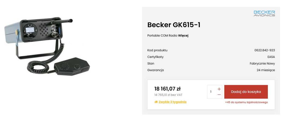 Becker GK615-1 radio lotnicze