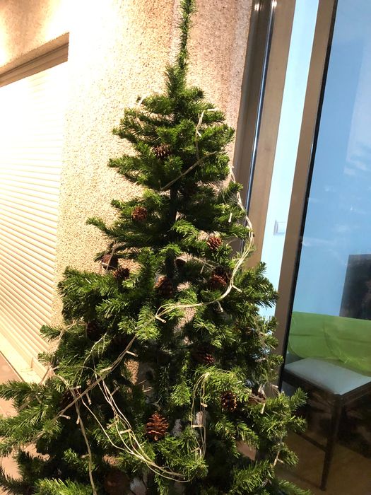 Árvore de Natal com enfeite de pinhas