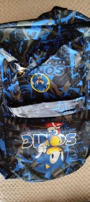 Mochila escolar Sonic pack três peças: mochila, lancheira e estojo