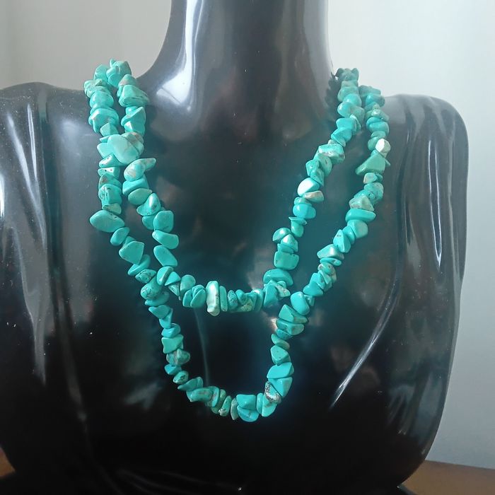 Colar de Cascalho de Turquesa Natural – 86 cm