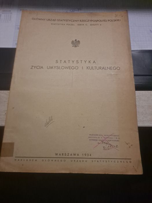 GUS Statystyka życia umysłowego 1934