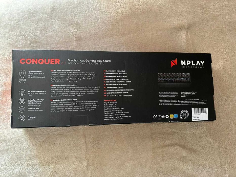 Teclado Gaming NPLAY Conquer 2.0 (Mecânico - Português - Preto)64297744859649124