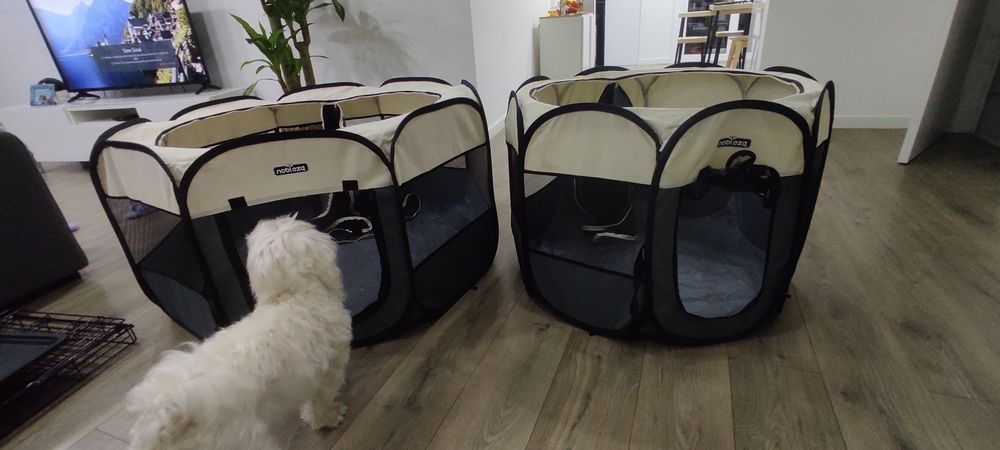 Conjunto 2 Parques Dobráveis para Cães/Gatos (120cm + 85cm)