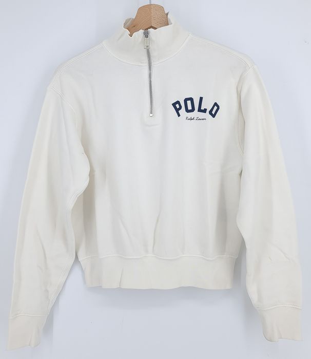 Bluza biała z zamkiem pod szyją logo Polo Ralph Lauren XXS