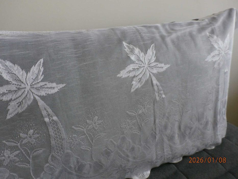 Firana - zazdrostka żakardowa z oczkami, biała, rozm. 200 x 57 cm.