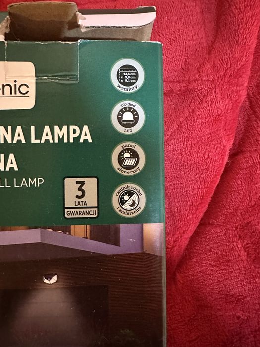 Solarna lampa ścienna LED 100 diod + czujnik ruchu IP44 nowa
