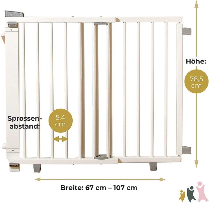 Поворотний барьер бар'єр ворота Geuther Plus, білий, 67 см - 107 см