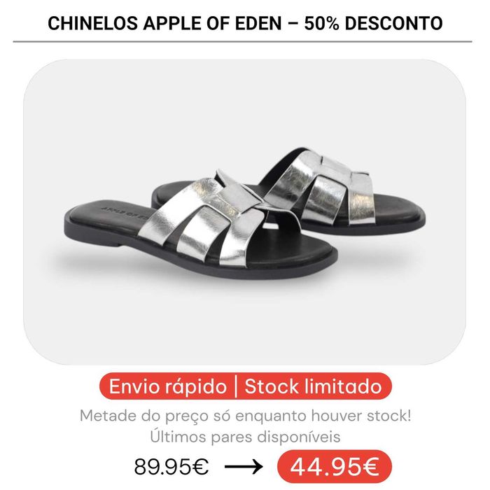 50% Desconto - Chinelos Apple of Eden Shoes