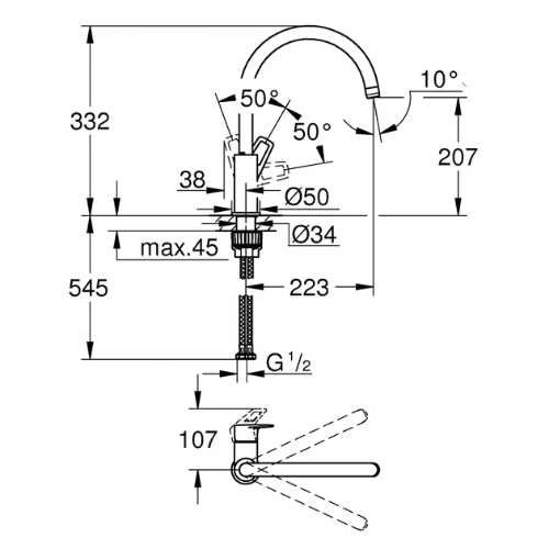 Grohe BauLoop Одноважільний змішувач для мийки (31232001)