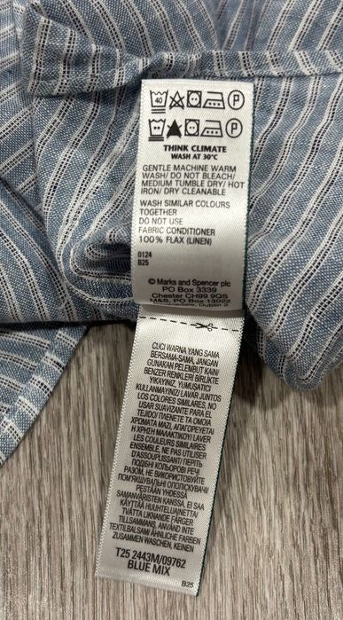 Marks & Spencer L Льняная Мужская рубашка льна l льон лён спенсер льна