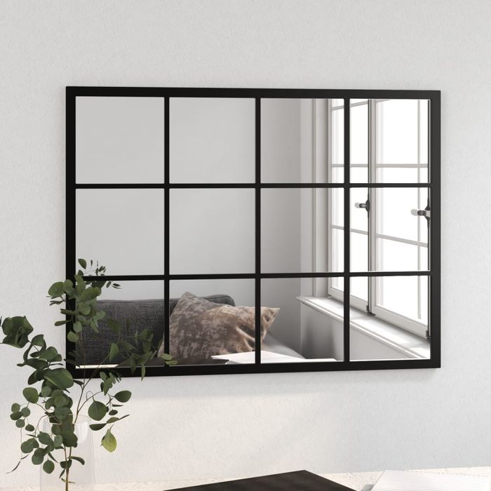 Vidaxl Lustro Ścienne, Czarne, 80 X 60 Cm, Metal