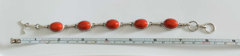 Pulseira em prata 925 e coral