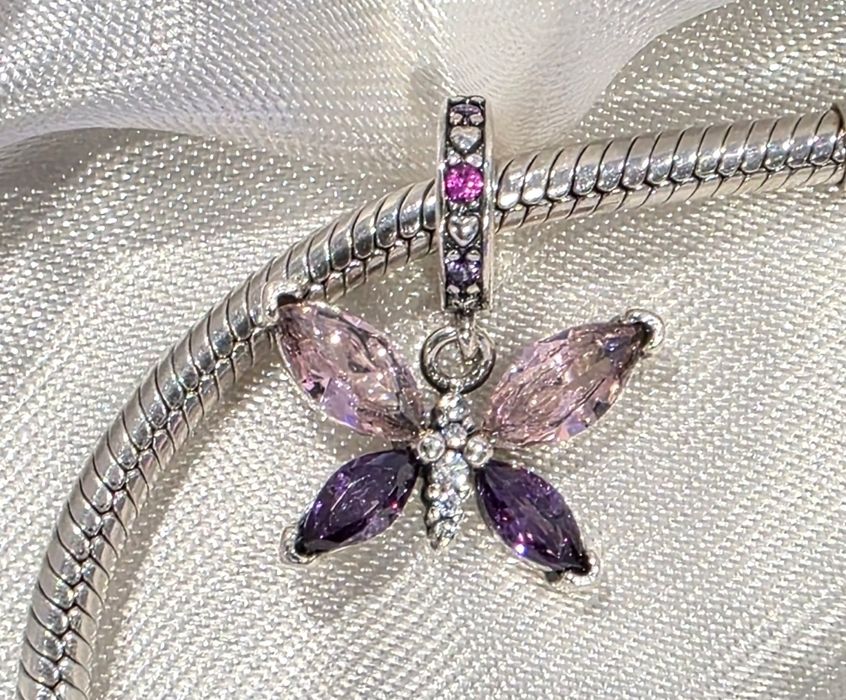 Charms srebrny do pandora bransoletki prezent motyl  S925