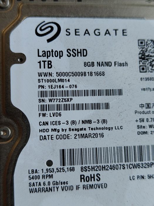 Dysk Seagate laptop SSHD 1Tb 8Gb band flask