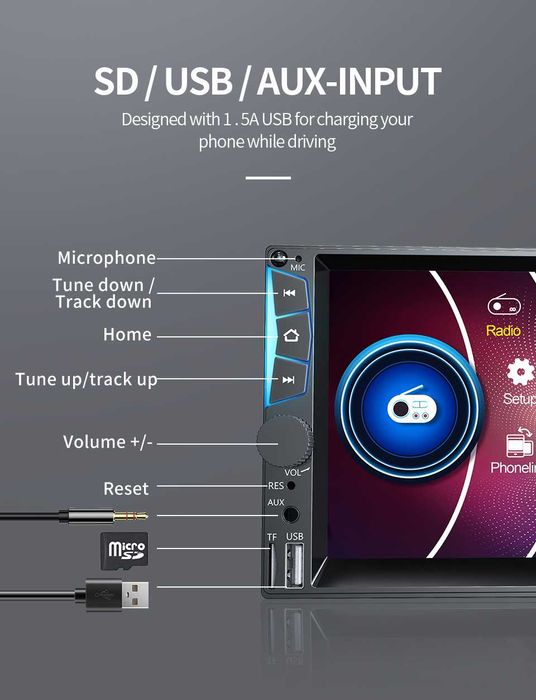 2023 - RÁDIO 7 POLEGADAS - COM CARPLAY E ANDROID AUTOMÁTICO - NOVO