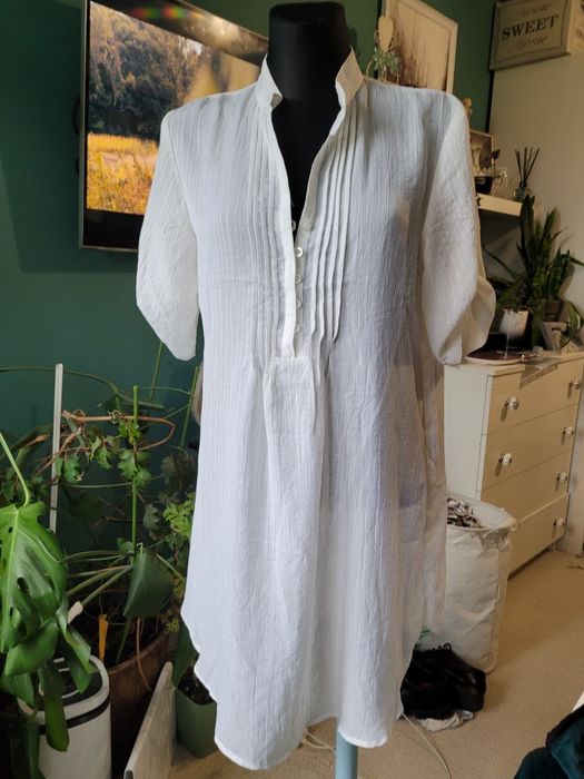 Bluzka koszula tunika 44 biała bawełna