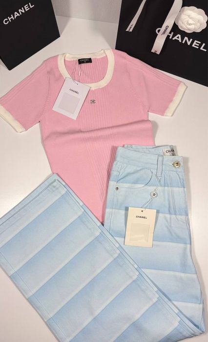 Джинси Chanel у полоску нова колекція 2026 ss26 штани