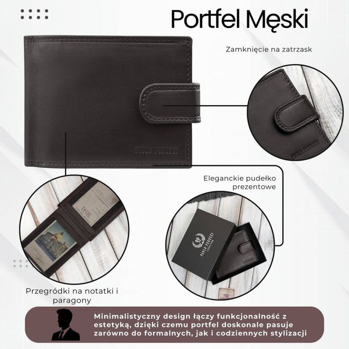 portfel męski skórzany brązowy z ochroną rfid paolo peruzzi al-16-br