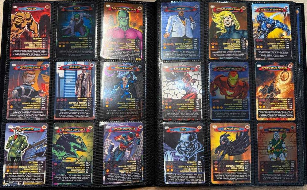 Коллекция карточек Человек-Паук Герои и Злодеи в альбоме