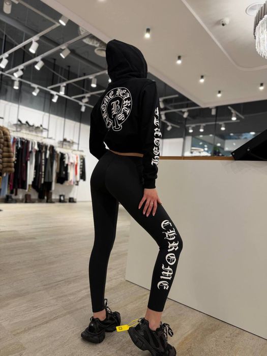 Женские лосины Chrome Hearts, леггинсы лосины Хром Хартс, Худи зип