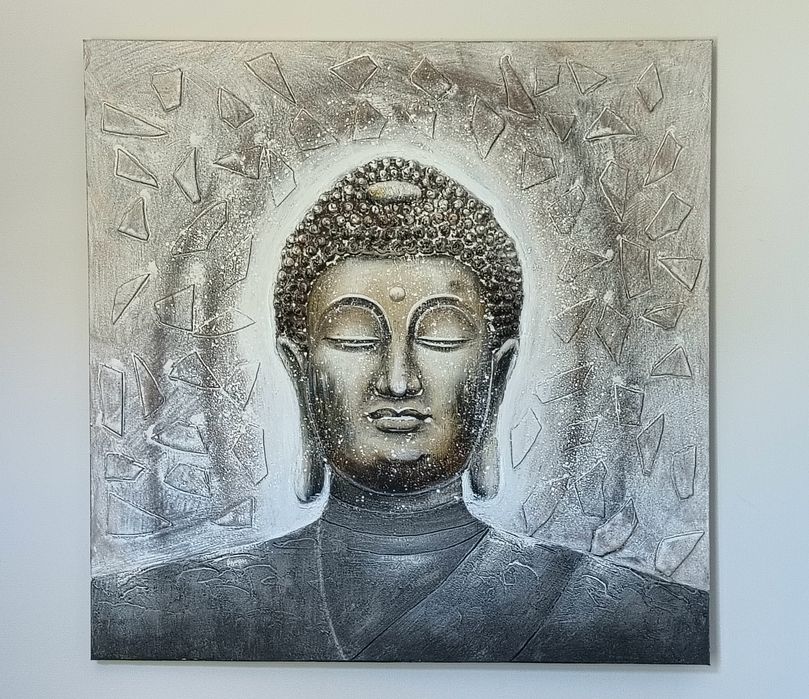 Quadro decorativo de Buda pintado a mano, arte contemporâneo.