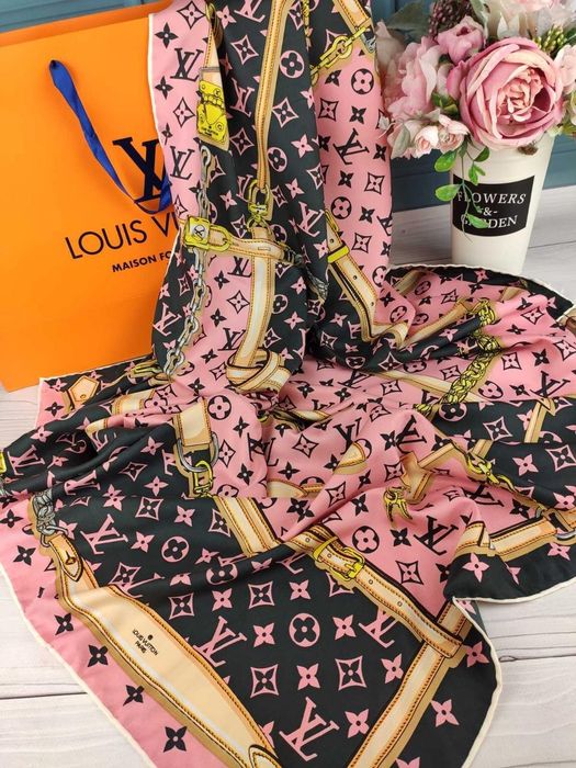 Шелковый платок Луи Витон Louis Vuitton шовкова хустка Люкс