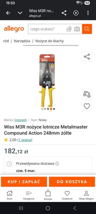 Nożyce do blachy Crescent Wiss, Raptor.