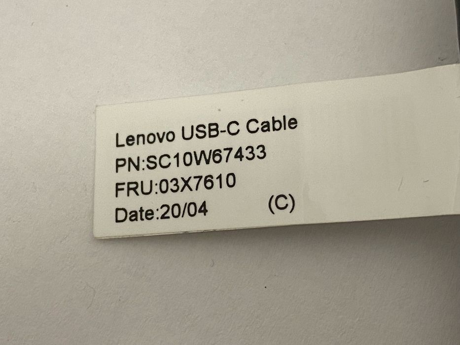 Кабель Lenovo USB-C to USB-C 1м – оригінал, 100Вт