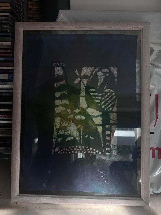 Quadro tribal azul e verde escuro