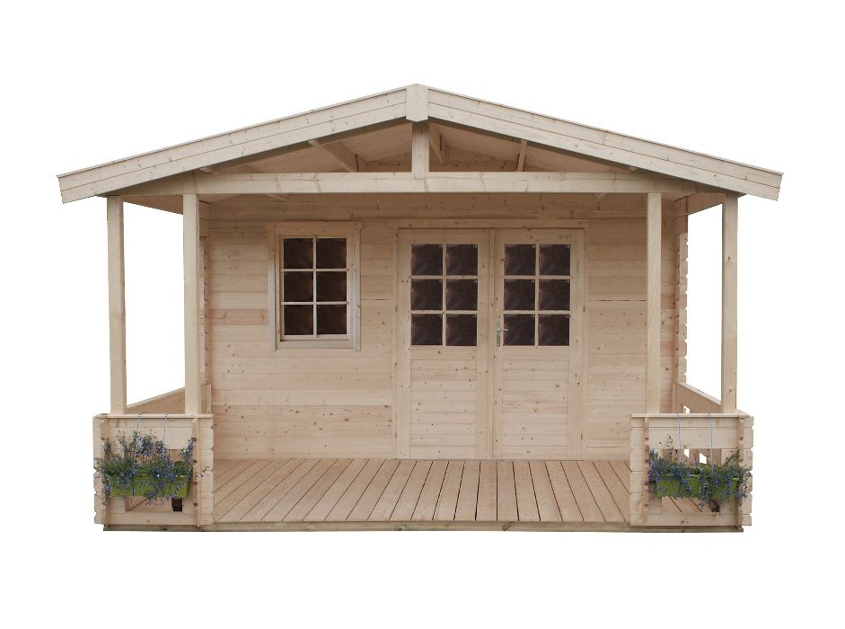 OD RĘKI Domek ogrodowy z tarasem drewniany 28mm, 6x4,1 podłoga weranda altana domek narzędziowy na działkę na ogród od producenta pergola ROD