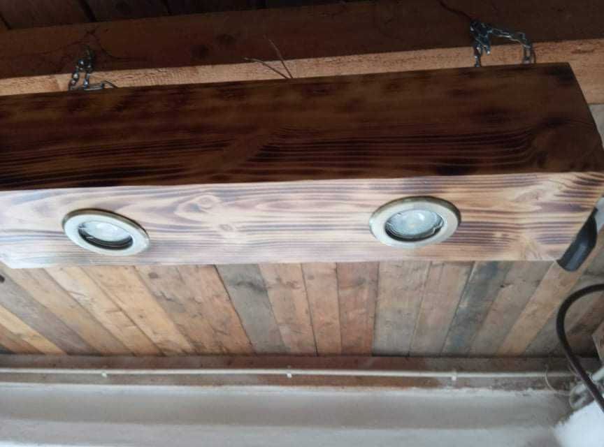 belka sosnowa oświetlenie lampa wisząca loft nowa