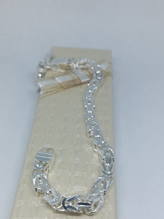 Srebrna bransoletka splot królewski 925 długość 22 cm
