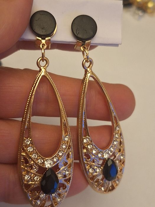 Klipsy wieczorowe,  czarno złote