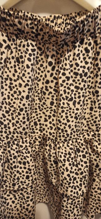 Spódnica z falbankami beżowa centki print 34/36 nowa